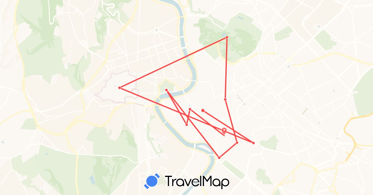 TravelMap itinerary: driving, hiking in Italy, Vatican City (Europe)